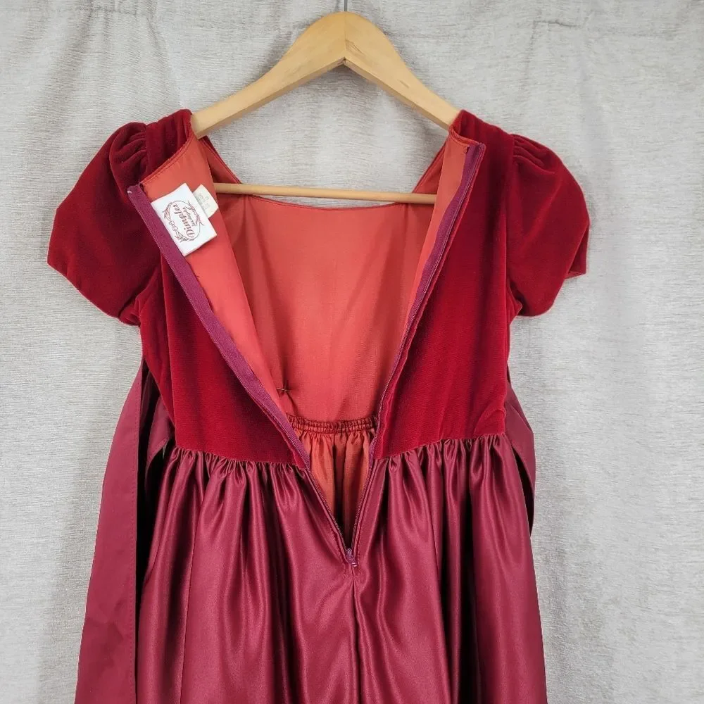 Dimples Vintage Red Velvet and Satin Dress with Formal Dress